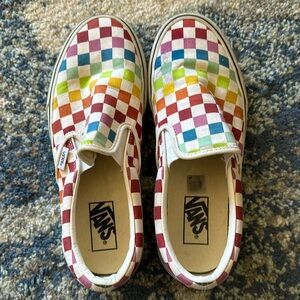 Vans Rainbow Checkered Slide Ons in Size 9.5